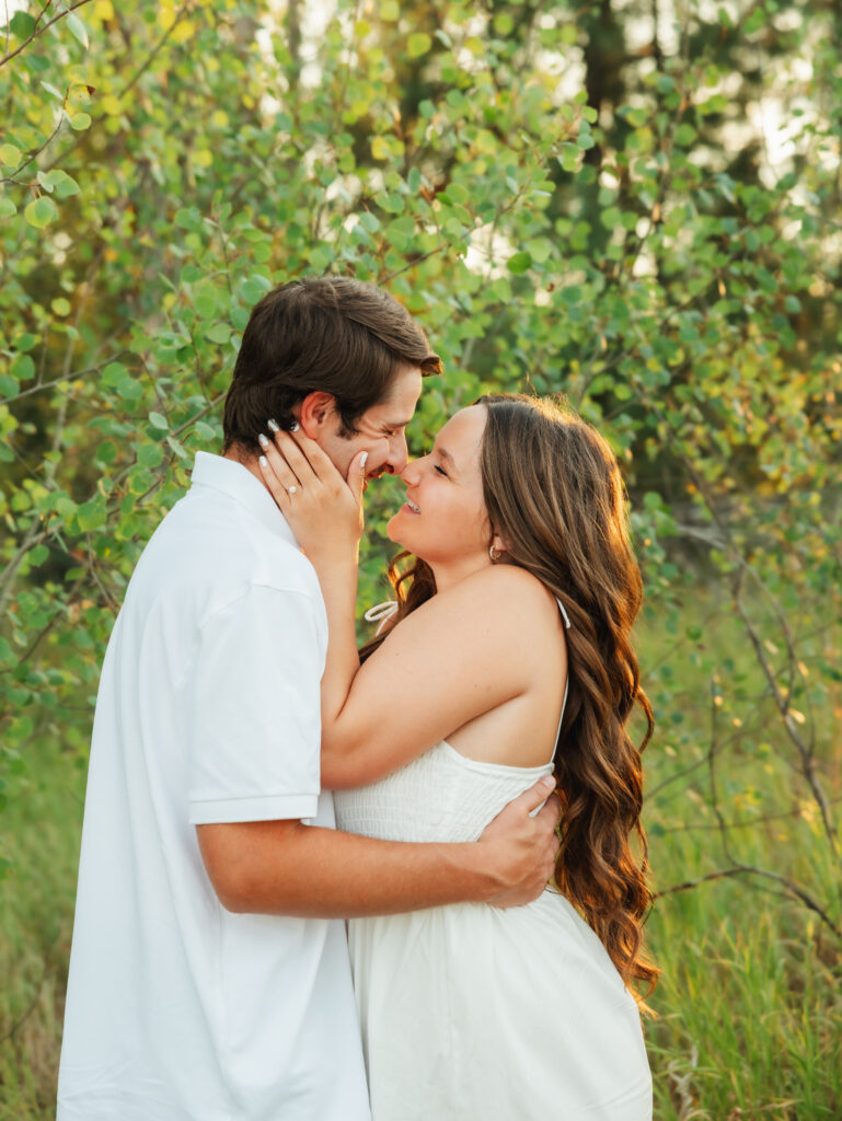 A relaxed late summer engagement session in East Spokane featuring golden fields, natural light, and an outdoors-loving couple.