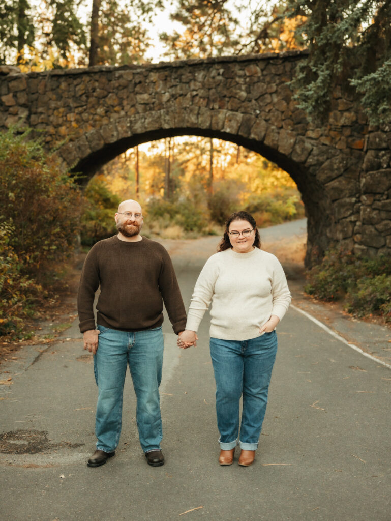 A warm and peaceful Manito Park engagement session in Spokane, WA. Natural engagement photos captured one month before the wedding.
