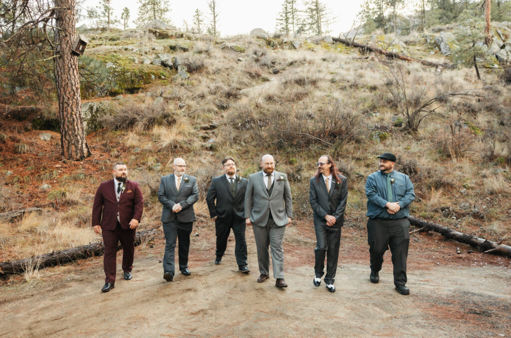 A cozy November wedding at Sleeping Lady Mountain Resort in Leavenworth, WA featuring DIY florals, a bridal cape, and mountain views.
